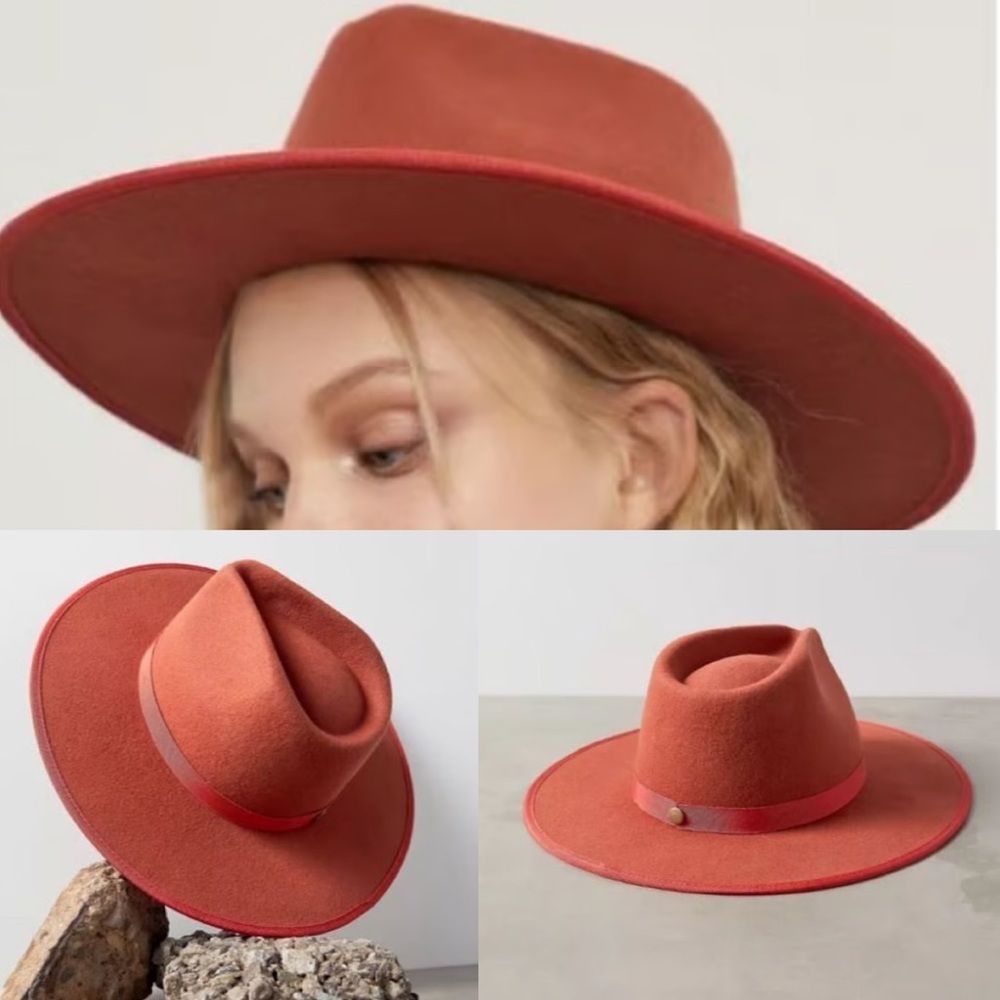 WYETH 100% wool orange rust hat